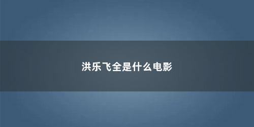 洪乐飞全是什么电影