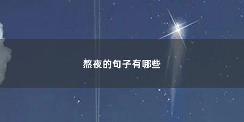 熬夜的句子有哪些