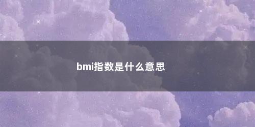 bmi指数是什么意思