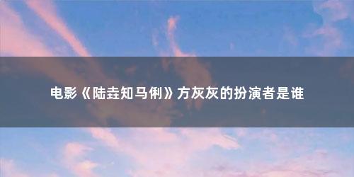电影《陆垚知马俐》方灰灰的扮演者是谁