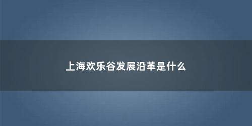 上海欢乐谷发展沿革是什么