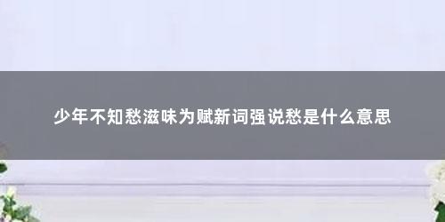 少年不知愁滋味为赋新词强说愁是什么意思
