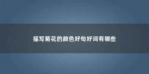 描写菊花的颜色好句好词有哪些