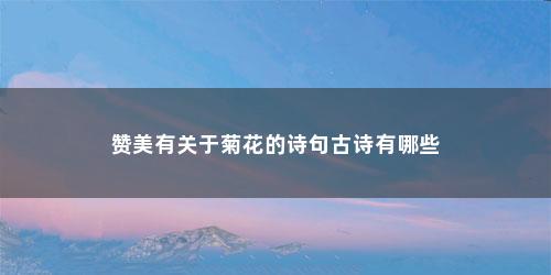 赞美有关于菊花的诗句古诗有哪些