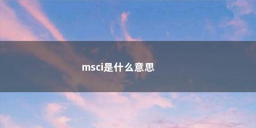 msci是什么意思