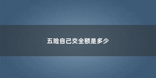 五险自己交全额是多少 五险自己交全额是多少(五险自己交全额是多少一个月)