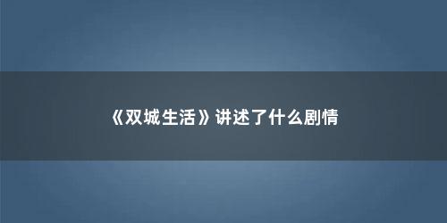 《双城生活》讲述了什么剧情