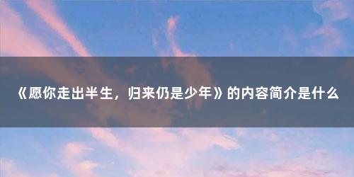 《愿你走出半生，归来仍是少年》的内容简介是什么
