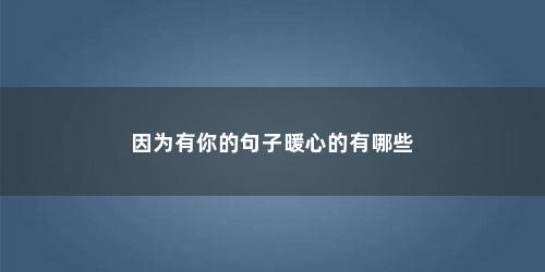 因为有你的句子暖心的有哪些