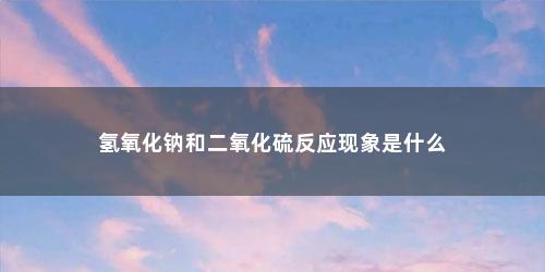 氢氧化钠和二氧化硫反应现象是什么