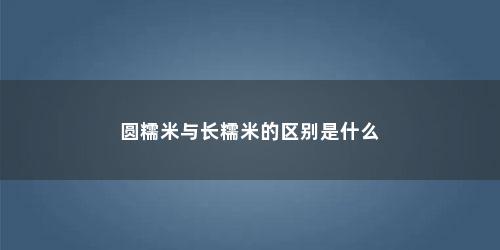 圆糯米与长糯米的区别是什么