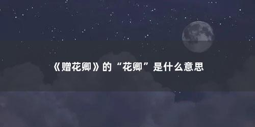 《赠花卿》的“花卿”是什么意思