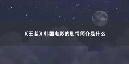 《王者》韩国电影的剧情简介是什么