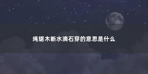 绳锯木断水滴石穿的意思是什么