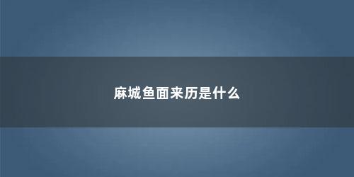 麻城鱼面来历是什么