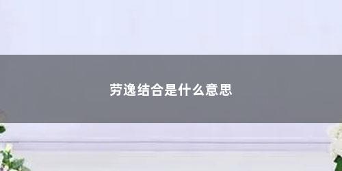 劳逸结合是什么意思