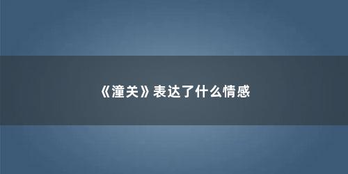 《潼关》表达了什么情感 《潼关》表达了什么情感