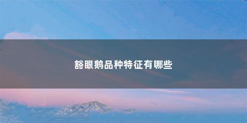 豁眼鹅品种特征有哪些