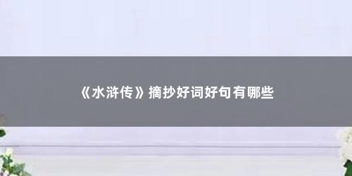 《水浒传》摘抄好词好句有哪些