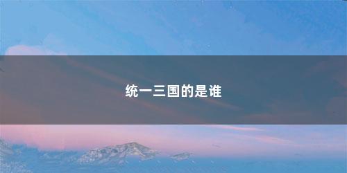 统一三国的是谁