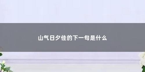 山气日夕佳的下一句是什么