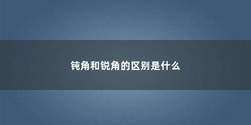 钝角和锐角的区别是什么