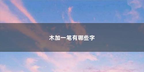 木加一笔有哪些字