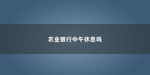 农业银行中午休息吗