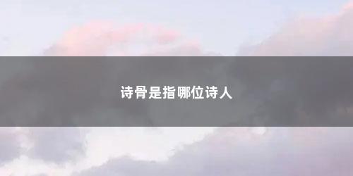 诗骨是指哪位诗人