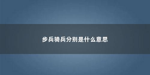 步兵骑兵分别是什么意思