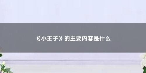 《小王子》的主要内容是什么
