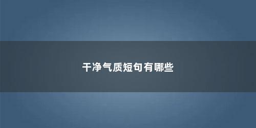 干净气质短句有哪些