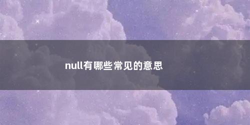 null有哪些常见的意思