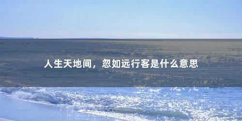 人生天地间，忽如远行客是什么意思(人生天地间忽如远行客到底啥意思)