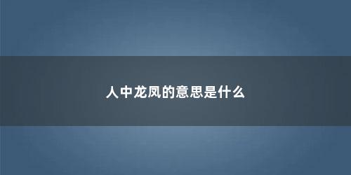 人中龙凤的意思是什么