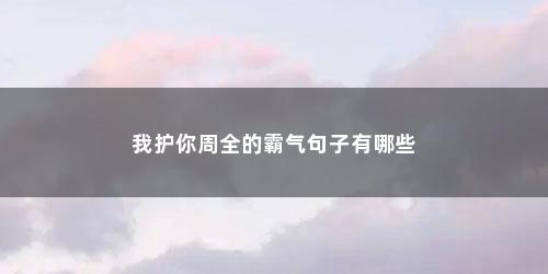 我护你周全的霸气句子有哪些