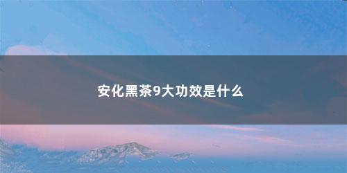 安化黑茶9大功效是什么