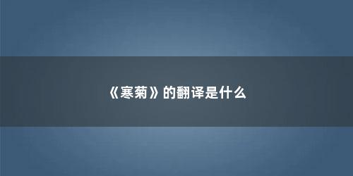 《寒菊》的翻译是什么