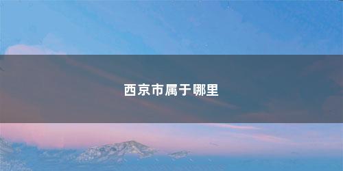 西京市属于哪里