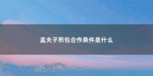 孟夫子煎包合作条件是什么