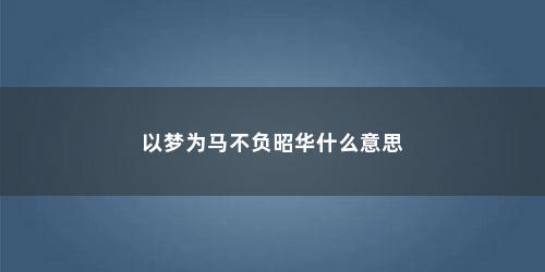 以梦为马不负昭华什么意思