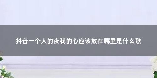 抖音一个人的夜我的心应该放在哪里是什么歌 抖音一个人的夜我的心应该放在哪里是什么歌(歌词一个人的夜里我的心应该放在哪里)