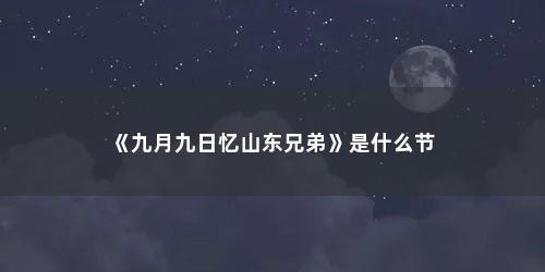 《九月九日忆山东兄弟》是什么节