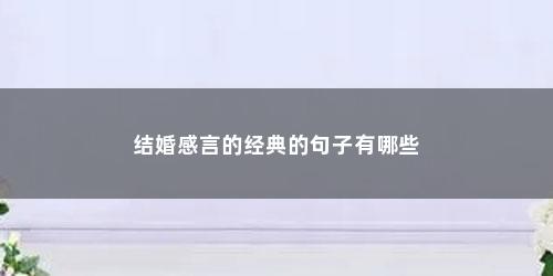 结婚感言的经典的句子有哪些
