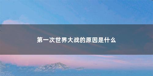 第一次世界大战的原因是什么