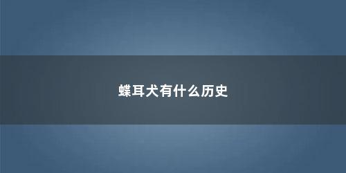 蝶耳犬有什么历史 蝶耳犬有什么历史(蝶耳犬)