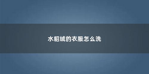 水貂绒的衣服怎么洗