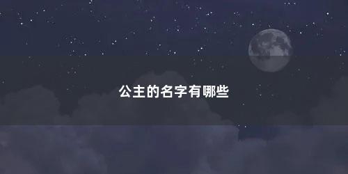 公主的名字有哪些