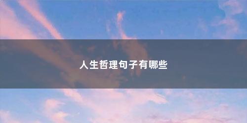 人生哲理句子有哪些 人生哲理句子有哪些(人生哲理的句子经典有哪些)