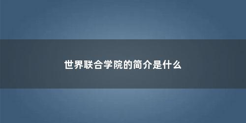 世界联合学院的简介是什么